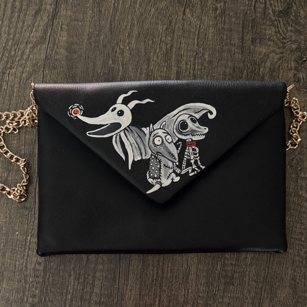 Black Envelope Clutch with Chain Strap